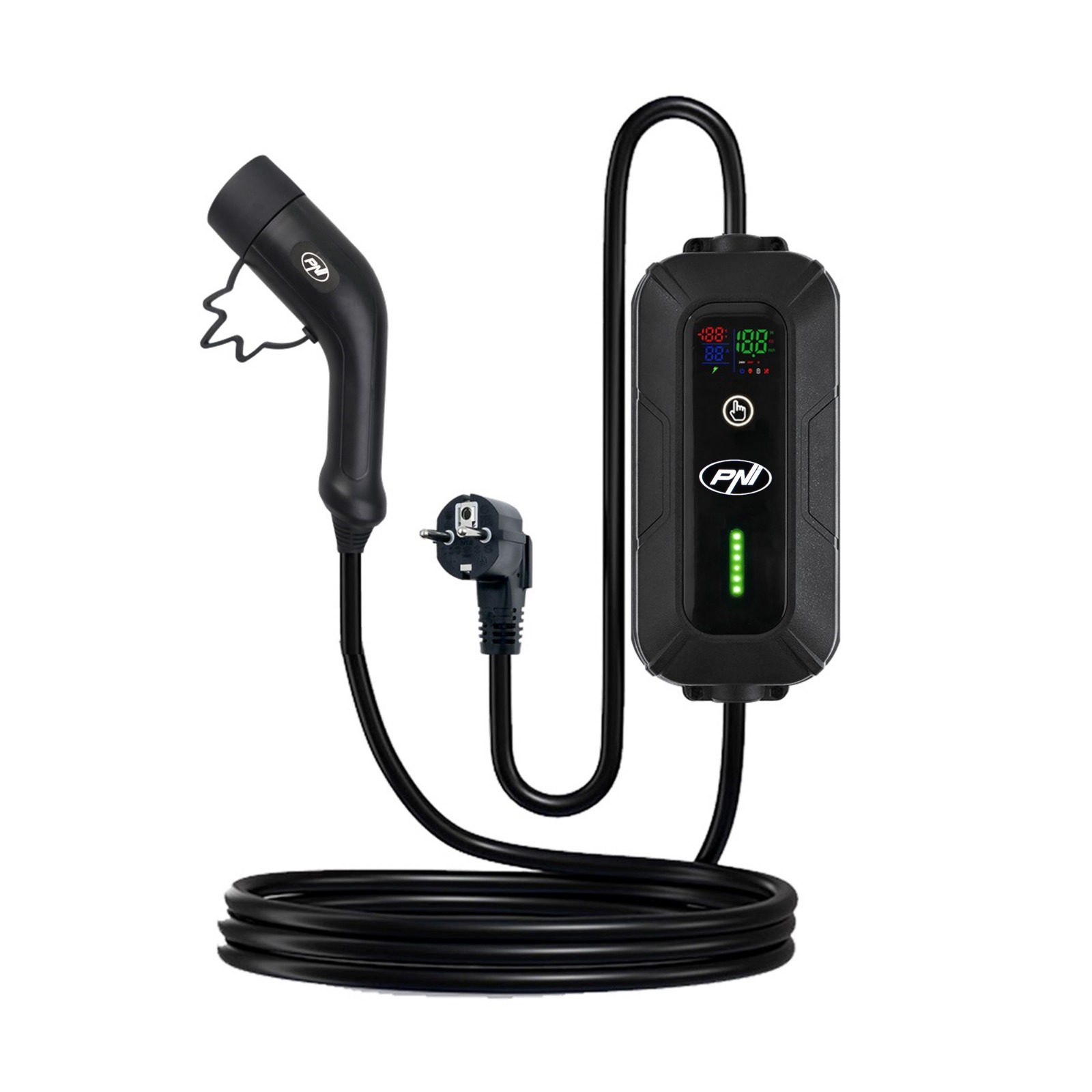 poza 1 Statie de incarcare portabila PNI KW3 16A, 3.5KW, pentru masini electrice, 230V, monofazat, cablu Type 2 cu conector 5 pini, cu temporizare, IP66 - imagine 1