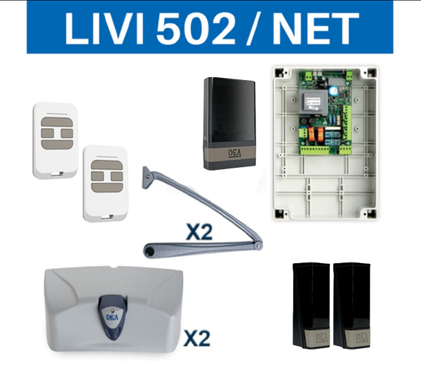 kit-automatizare-dea-livi-502-net-cu-brat-articulat-230v-pentru-porti-batante-canaturi-de-pana-la-4-5-m-nou Kit automatizare DEA LIVI 502/NET cu braț articulat 230V pentru porți batante, canaturi de până la 4,5 m - imagine 1