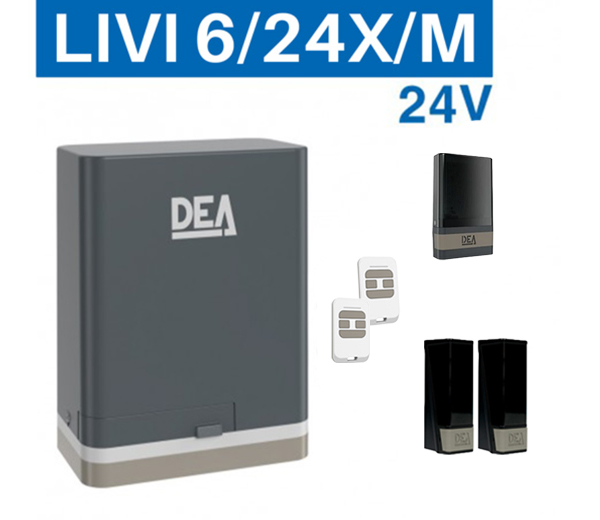 kit-automatizare-porti-culisante-dea-24v-pentru-porti-de-pana-la-600-kg-livi-6-24x-m-nou Kit automatizare porți culisante DEA 24V, până la 600 kg - 6/24X/M cu 4 cremaliere incluse - imagine 1